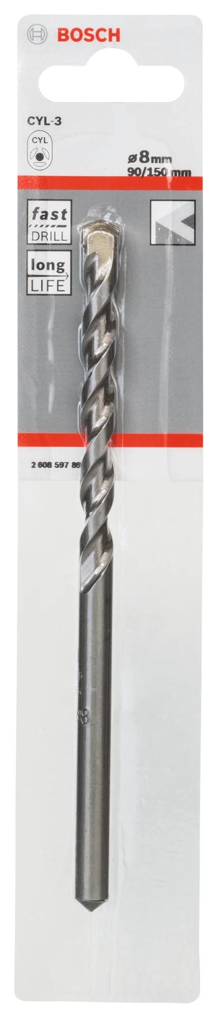 Bosch Silver Purcussion Hammer Drill Bit 8 x 150mm 2608597898