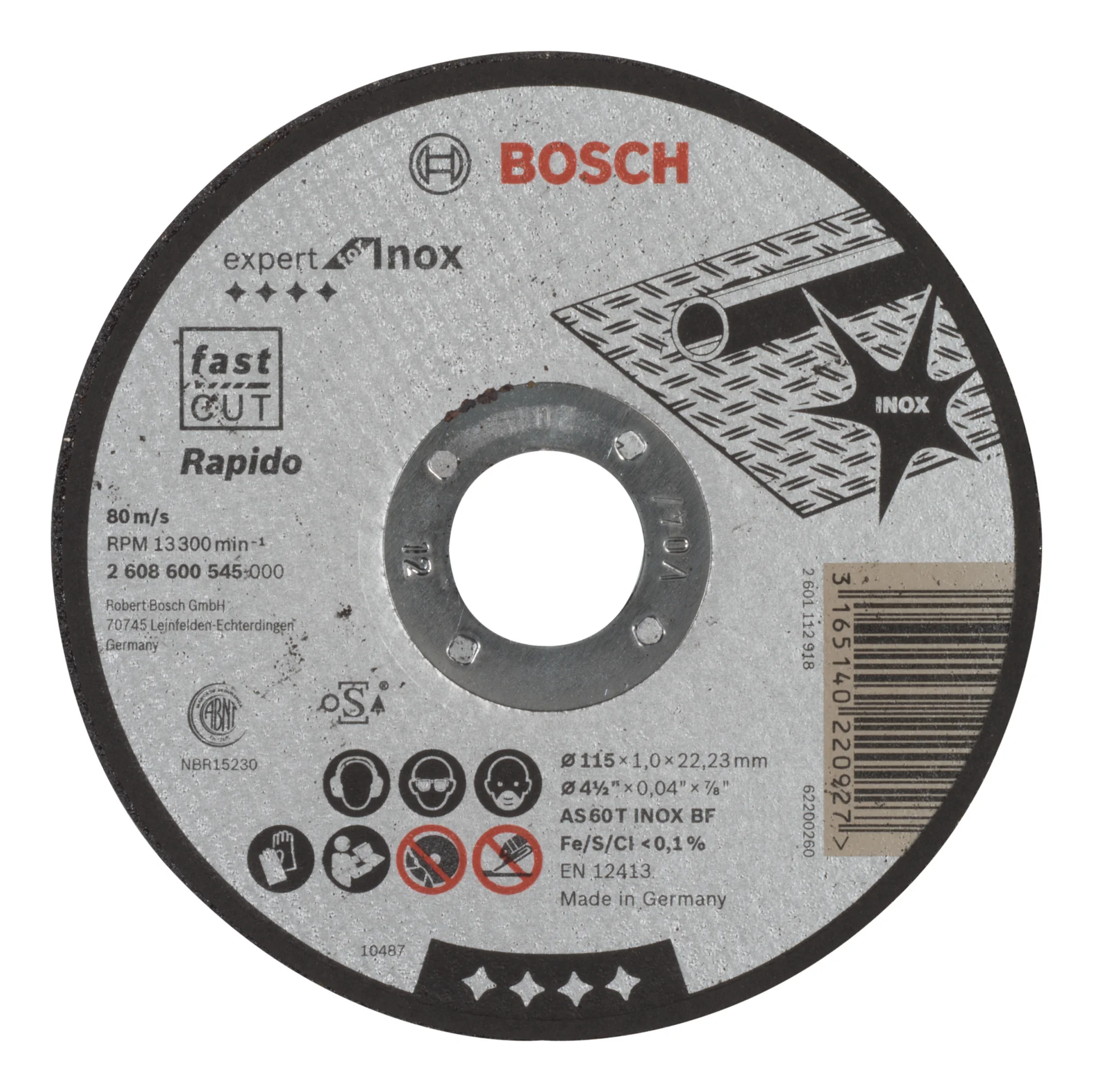 Bosch Cutting Disc Straight 115 x 22.2 x 1mm 2608600545