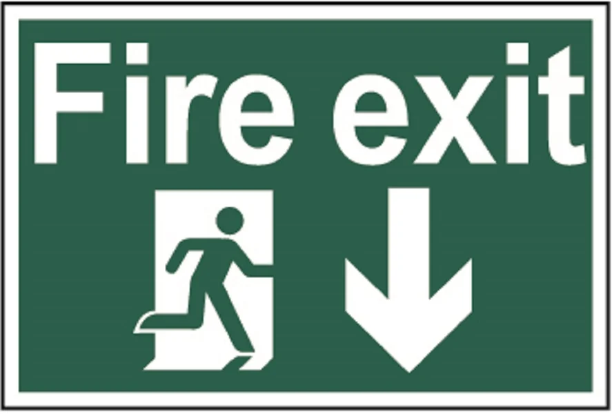 Spectrum Regular Size Fire Exit Man Running Arrow Down Sign