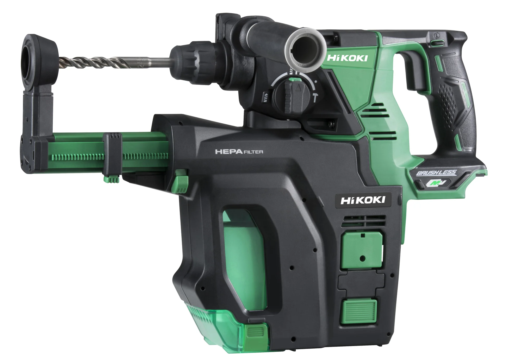 Hikoki 36V Multivolt Rotary Hammer Drill 28mm with Dust Collection System 3 x 2.5AH LI-ION Batteries DH36DPBJKZ