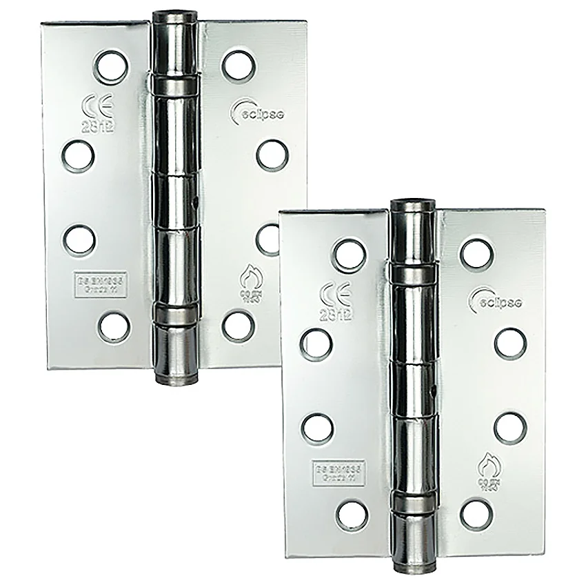 Eclipse 14934 Mild Steel Ball Bearing Hinge Grade 11 Polished Chrome 102 x 76 x 2.7mm 2 Pack
