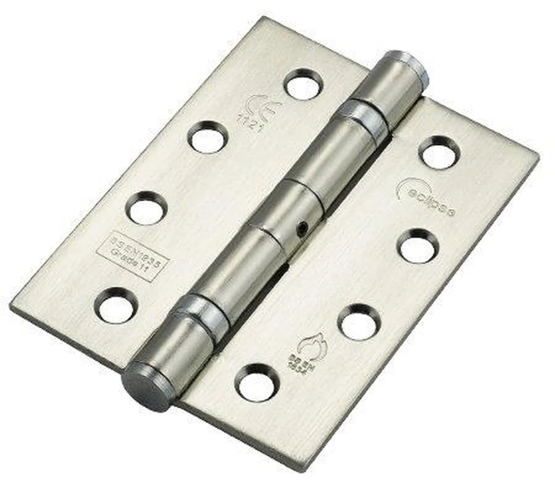 Eclipse 14935 Mild Steel Ball Bearing Hinge Grade 11 Satin Chrome 102 x 76 x 2.7mm 2 Pack