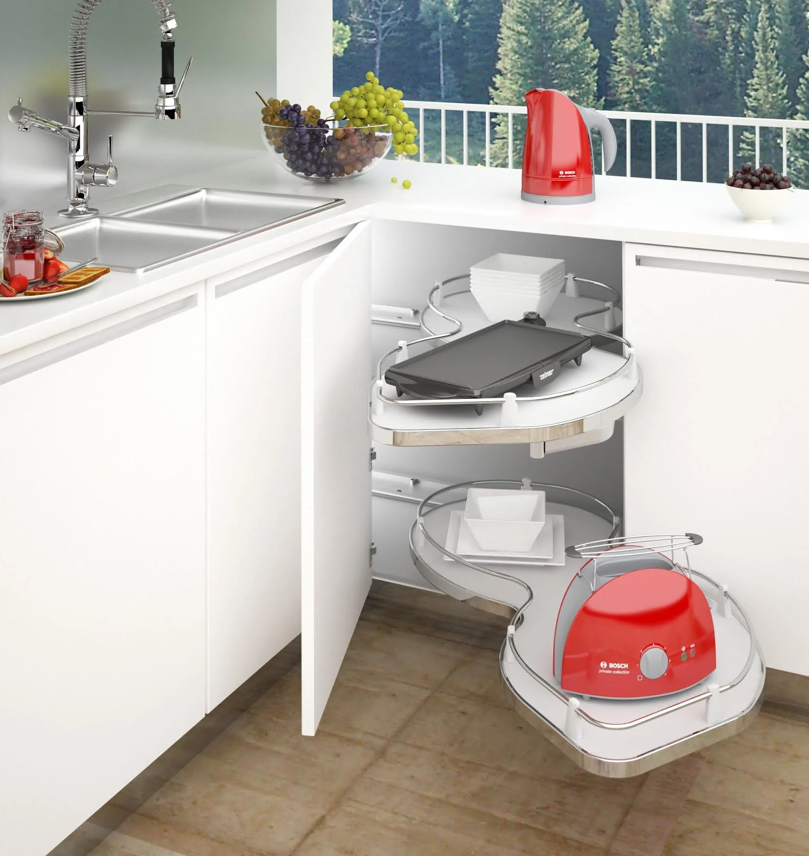 1000 mm Corner Base With 500mm Fascia Nucola Corner Mechanism - Universal Handing