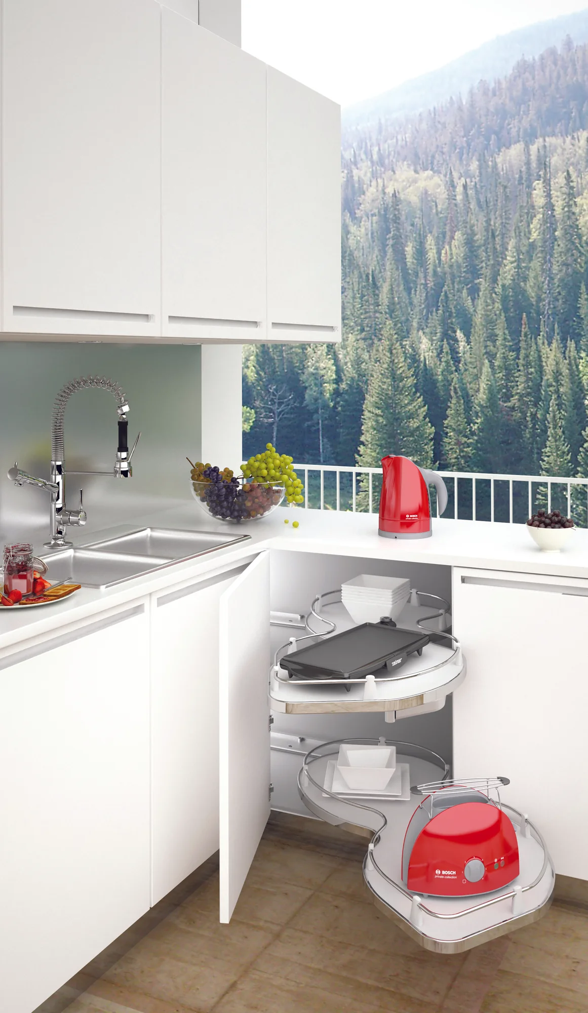 800 mm Corner Base With 400mm Fascia Nucola Corner Mechanism - Universal Handing