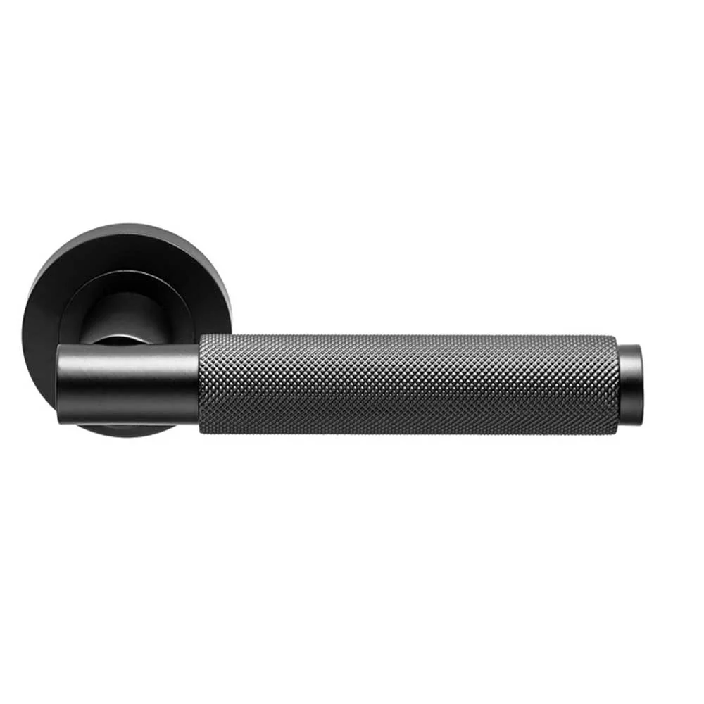 Carlisle Brass Varese Knurled Lever On Rose Door Handle Matt Black
