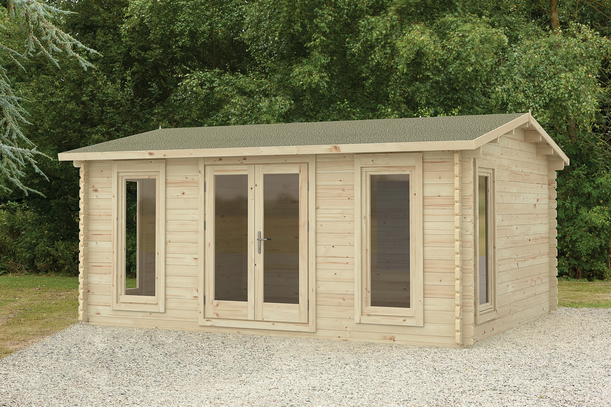 Forest Garden 5 x 4m Rushock Apex Log Cabin and Underlay Installed