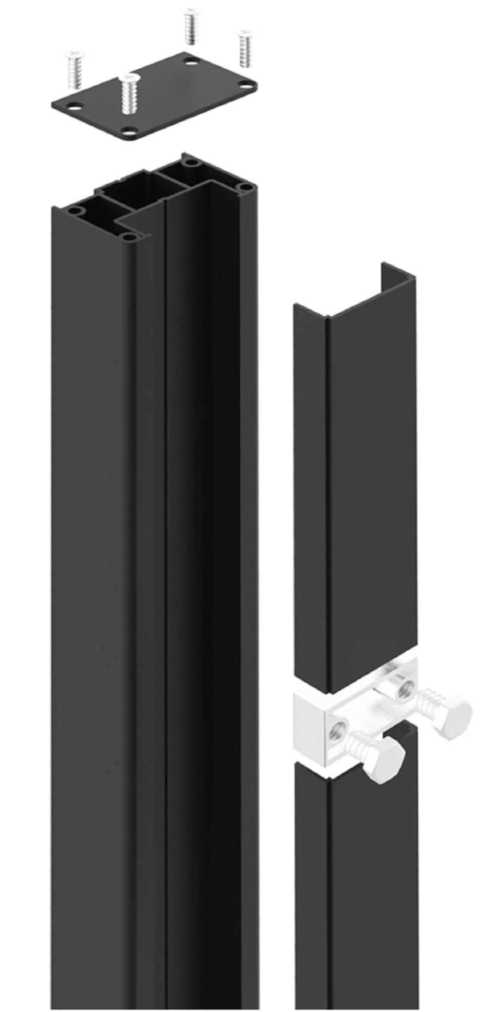 Readymade Gates Aluminium Receiver Pedestrian Post Black 50mm x 80mm x 2m