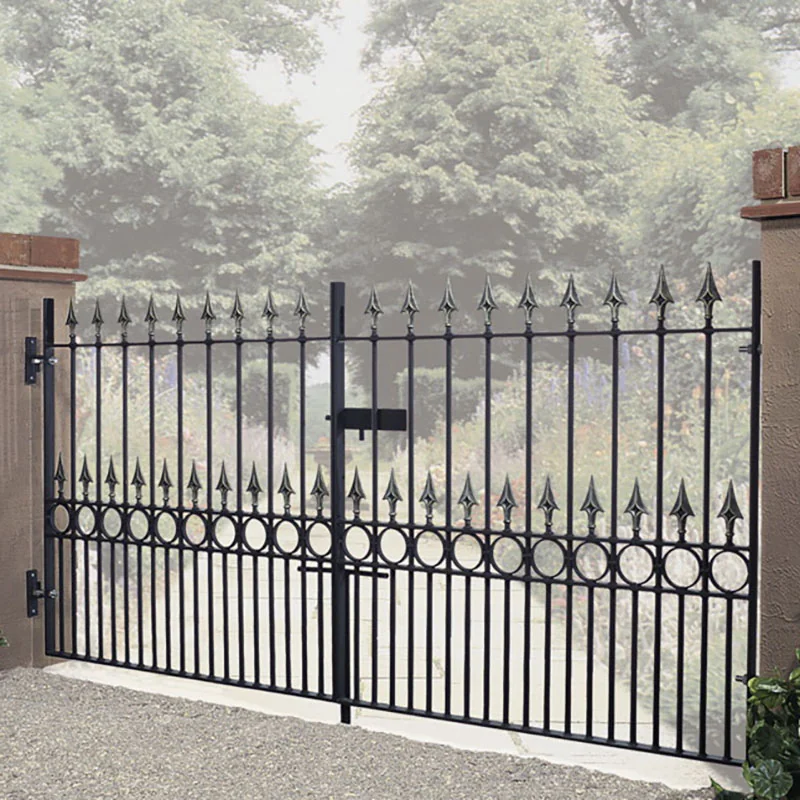 Balmoral Low Double Metal Driveway Gates 2134mm GAP x 1168mm High Zinc & Powder BAZP10