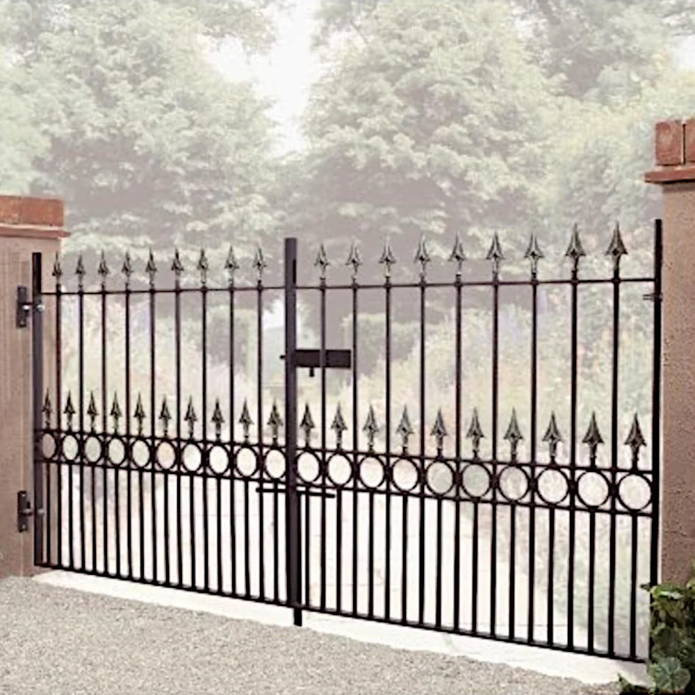 Balmoral Low Double Metal Driveway Gates 2438mm GAP x 1168mm High Zinc & Powder BAZP13