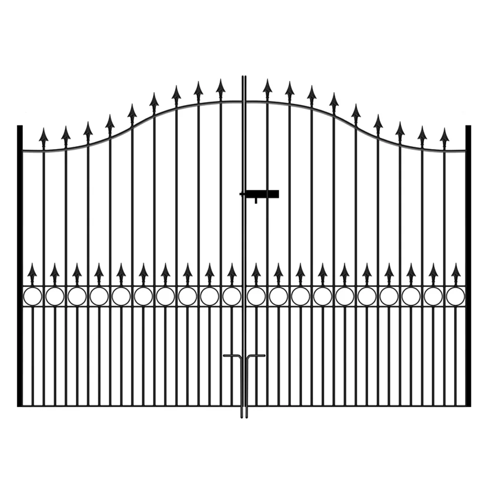 Balmoral Tall Bow Top Double Metal Driveway Gates 3658mm GAP x 2082mm High Zinc & Powder BAZP95