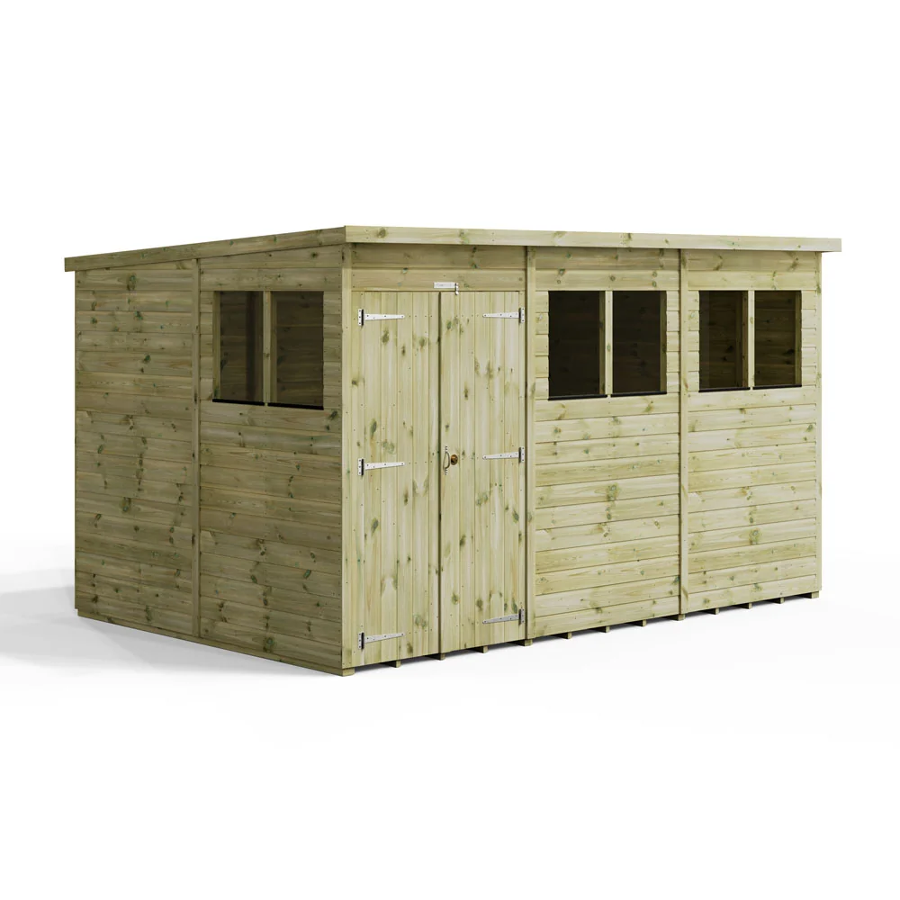 12x8 Premium Powersheds Pent Double Doors