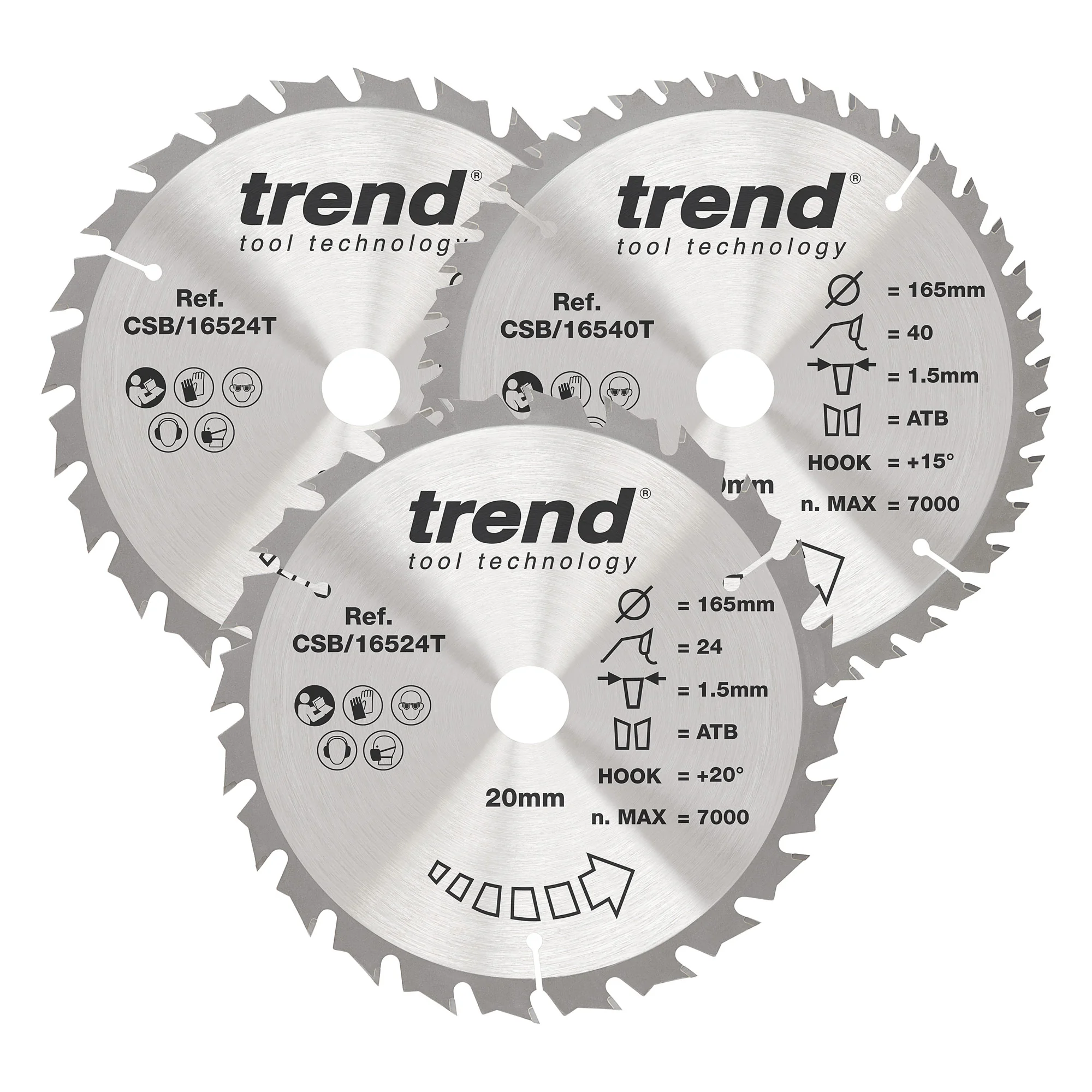 Trend Craft 165mm Diameter Mixed Saw Blades Pack Of 3