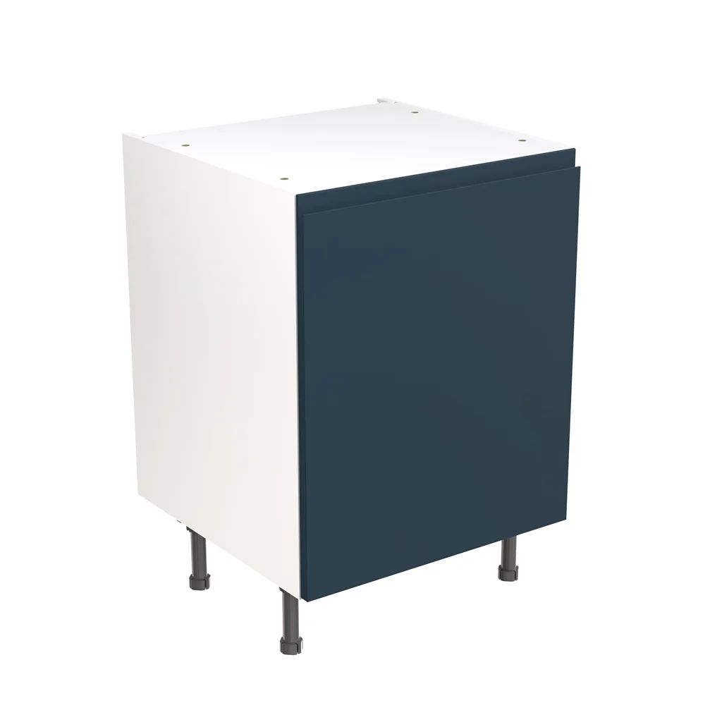 Flatpack 600 Base Kitchen Cabinet J-Pull Shaker Ultra Matt Indigo Blue