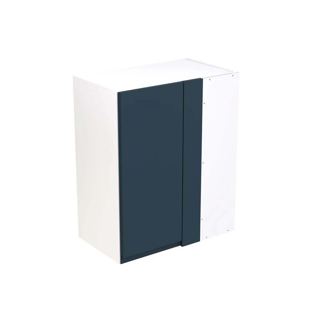 Flatpack 600 Blind Corner Wall Kitchen Cabinet J-Pull Shaker Ultra Matt Indigo Blue