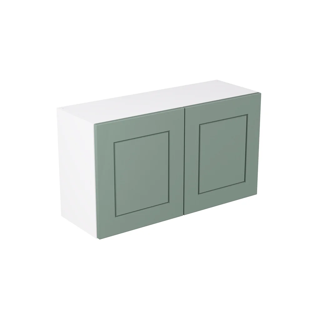 Flatpack 800 Double Extractor Wall Kitchen Cabinet Shaker Ultra Matt Sage Green