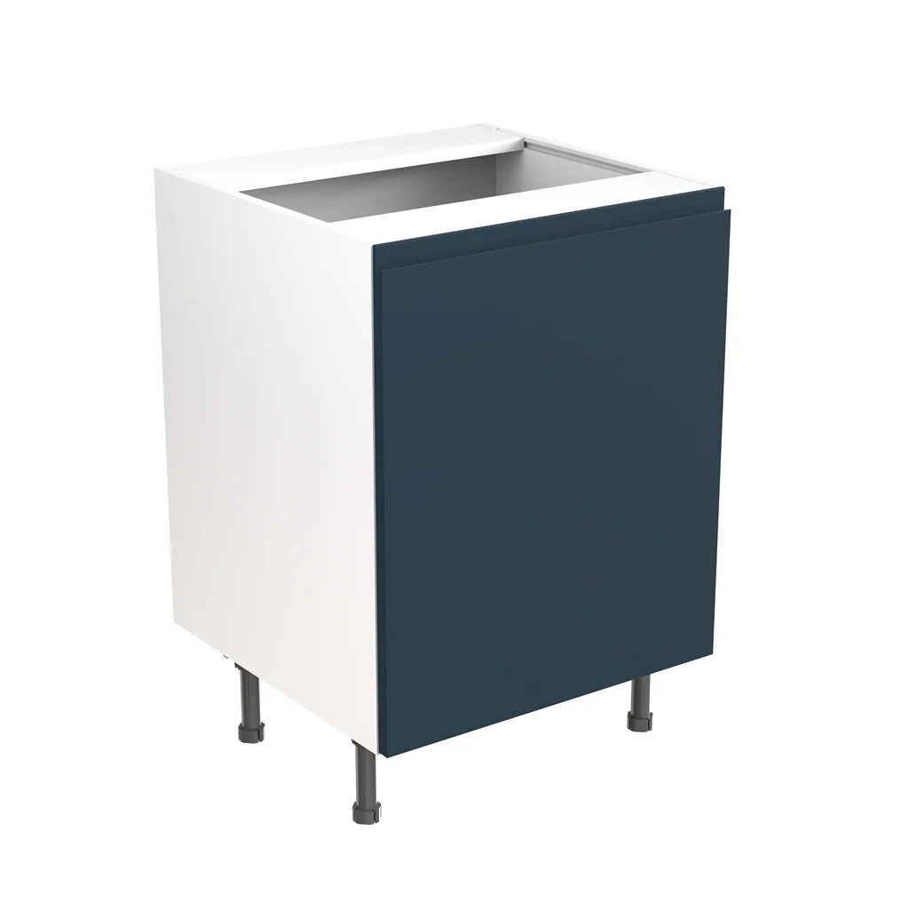 Flatpack 600 Sink/Hob Cabinet J-Pull Shaker Ultra Matt Indigo Blue