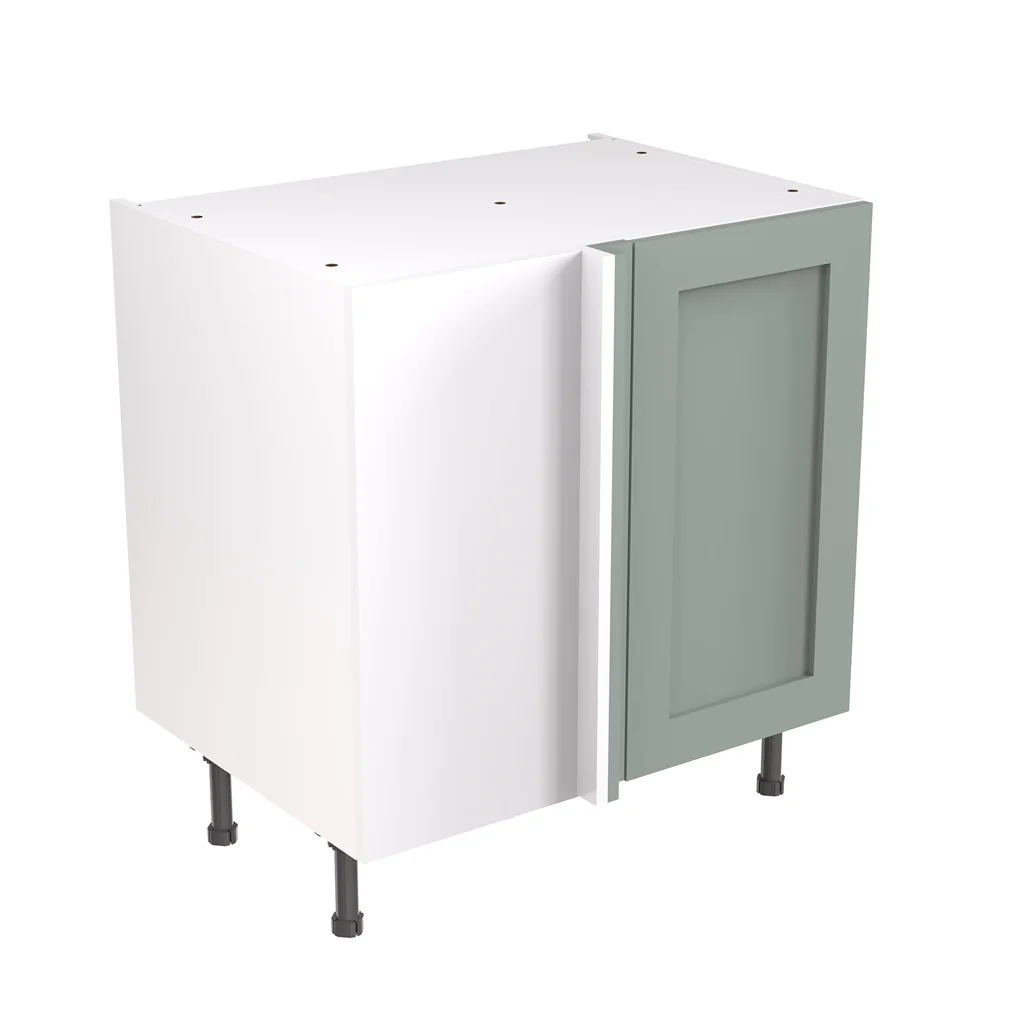 Flatpack 800 Blind Corner Base Kitchen Cabinet Shaker Ultra Matt Sage Green