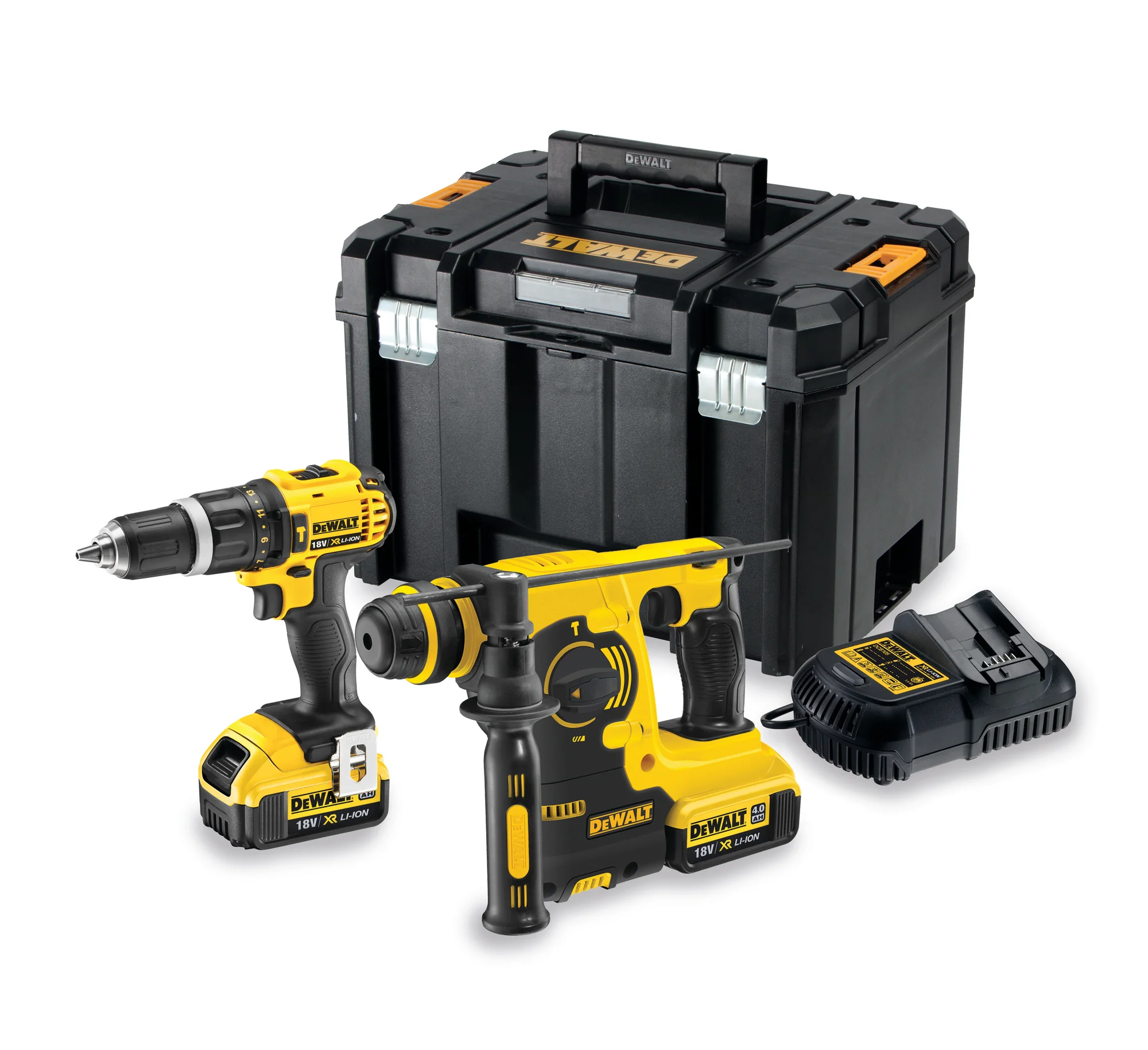 DeWalt 18V 2 Speed Combi Drill & SDS+ Hammer Drill Kit DCK206M2T-GB
