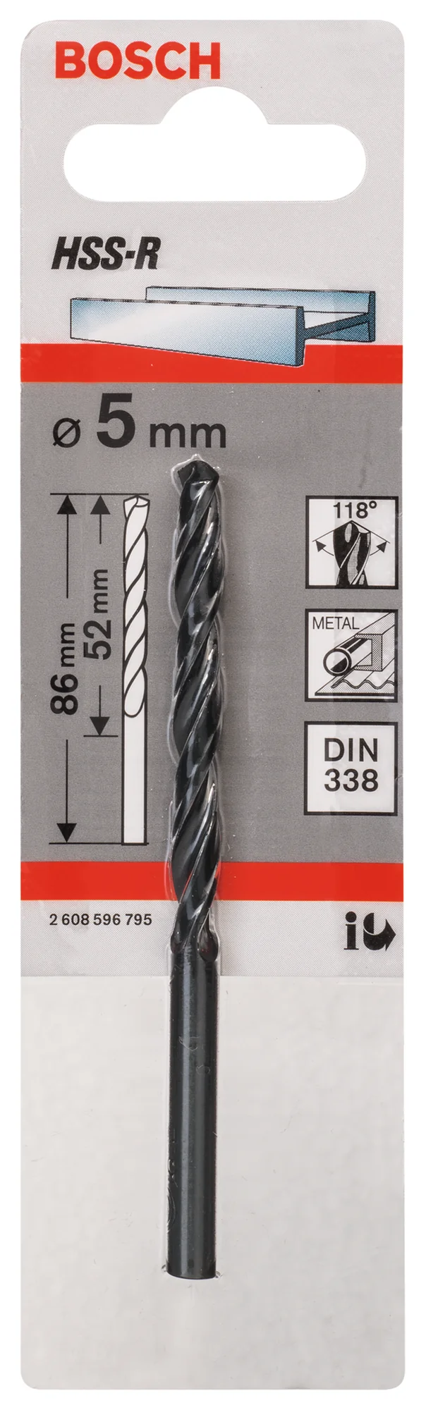Bosch HSS-pointteq Drill 5 x 52 x 86mm 2608577165