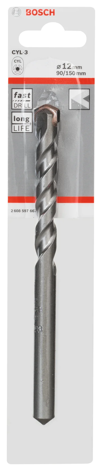 Bosch Silver Purcussion Drill Bit 12 x 90 x 150mm 2608597667