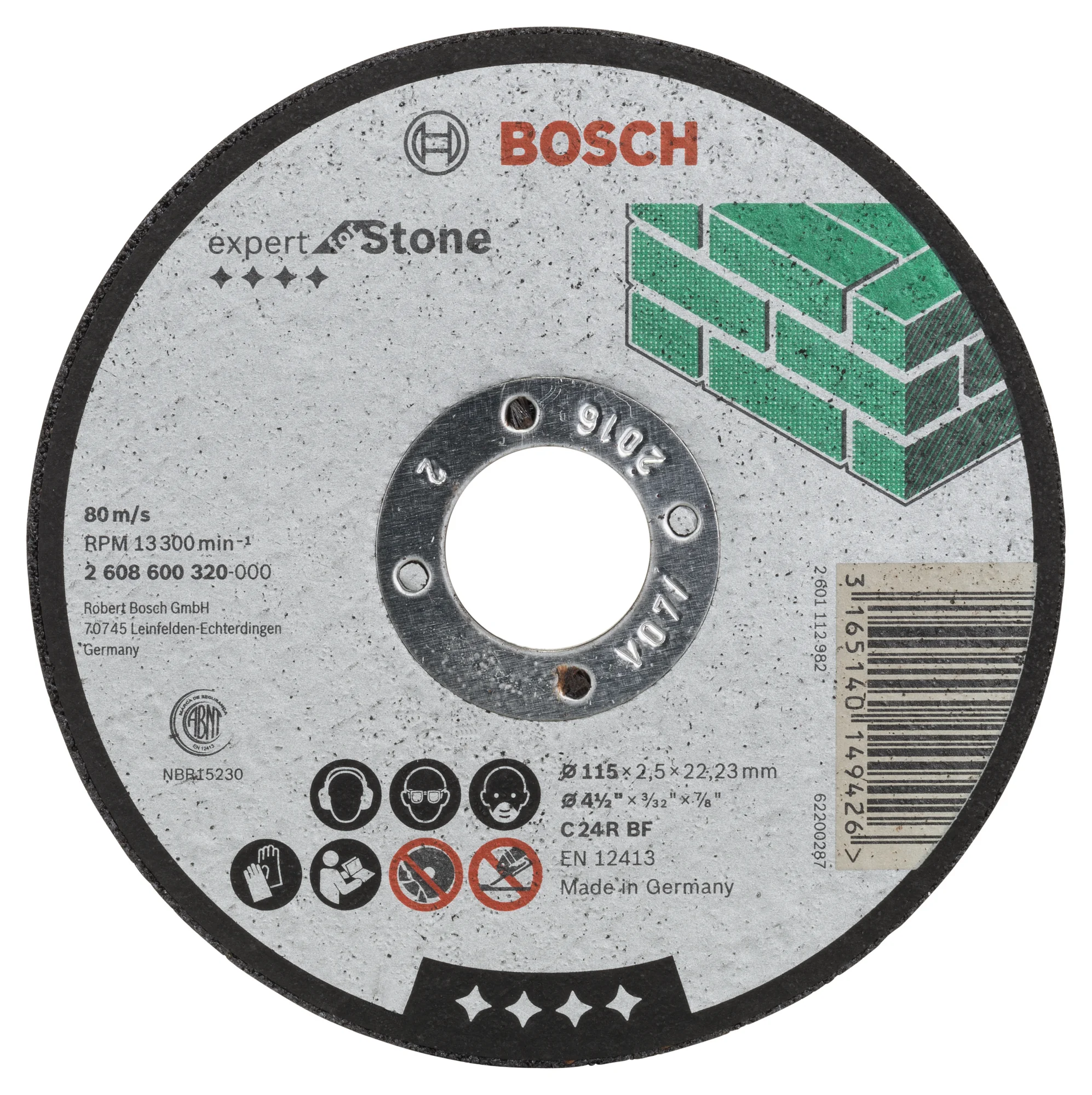 Bosch Stone Cutting Disc 115 x 22.2 x 2.5mm 2608600320