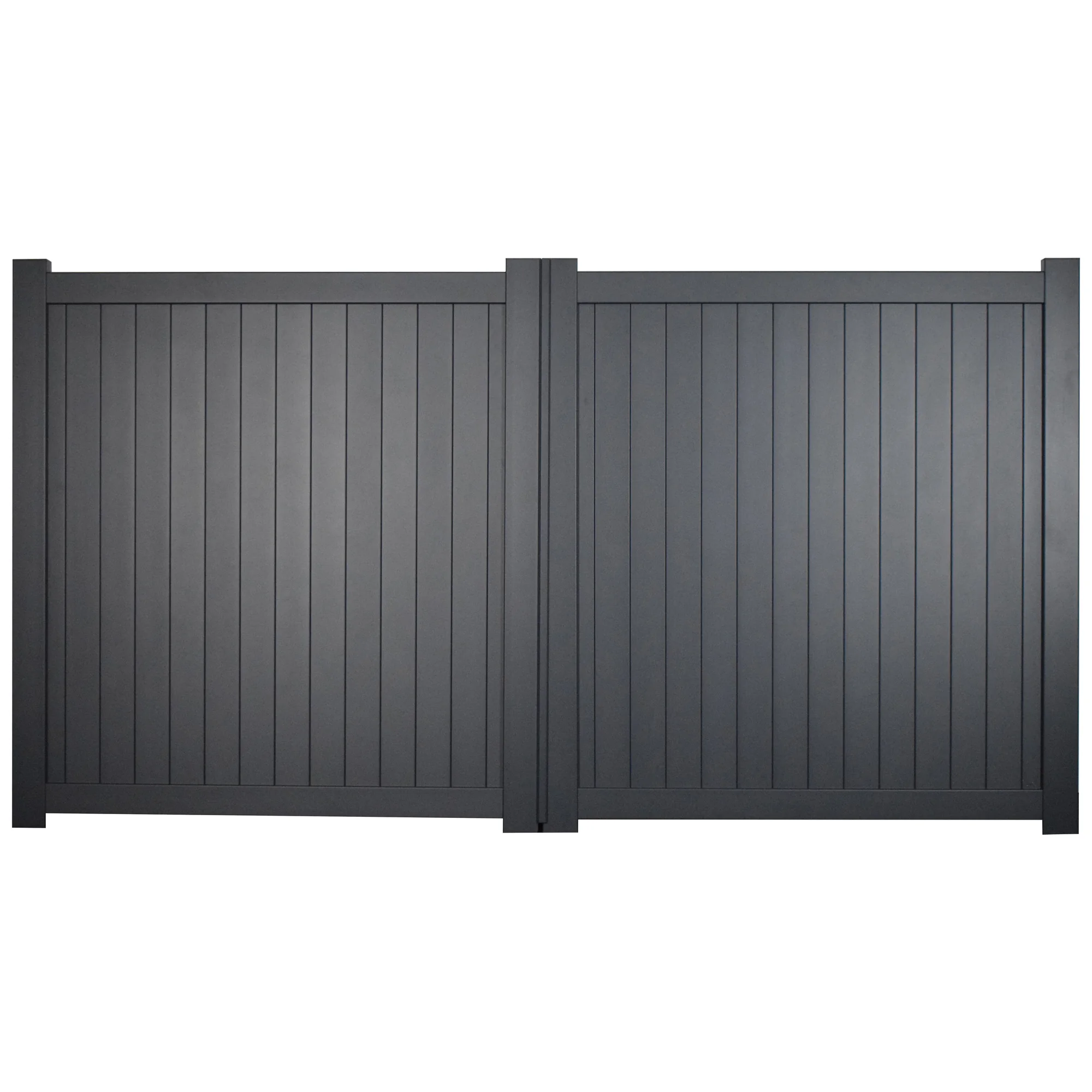 Canterbury Double Swing Flat Top Driveway Gate with Vertical Solid Infill 3250 x 2000mm Grey
