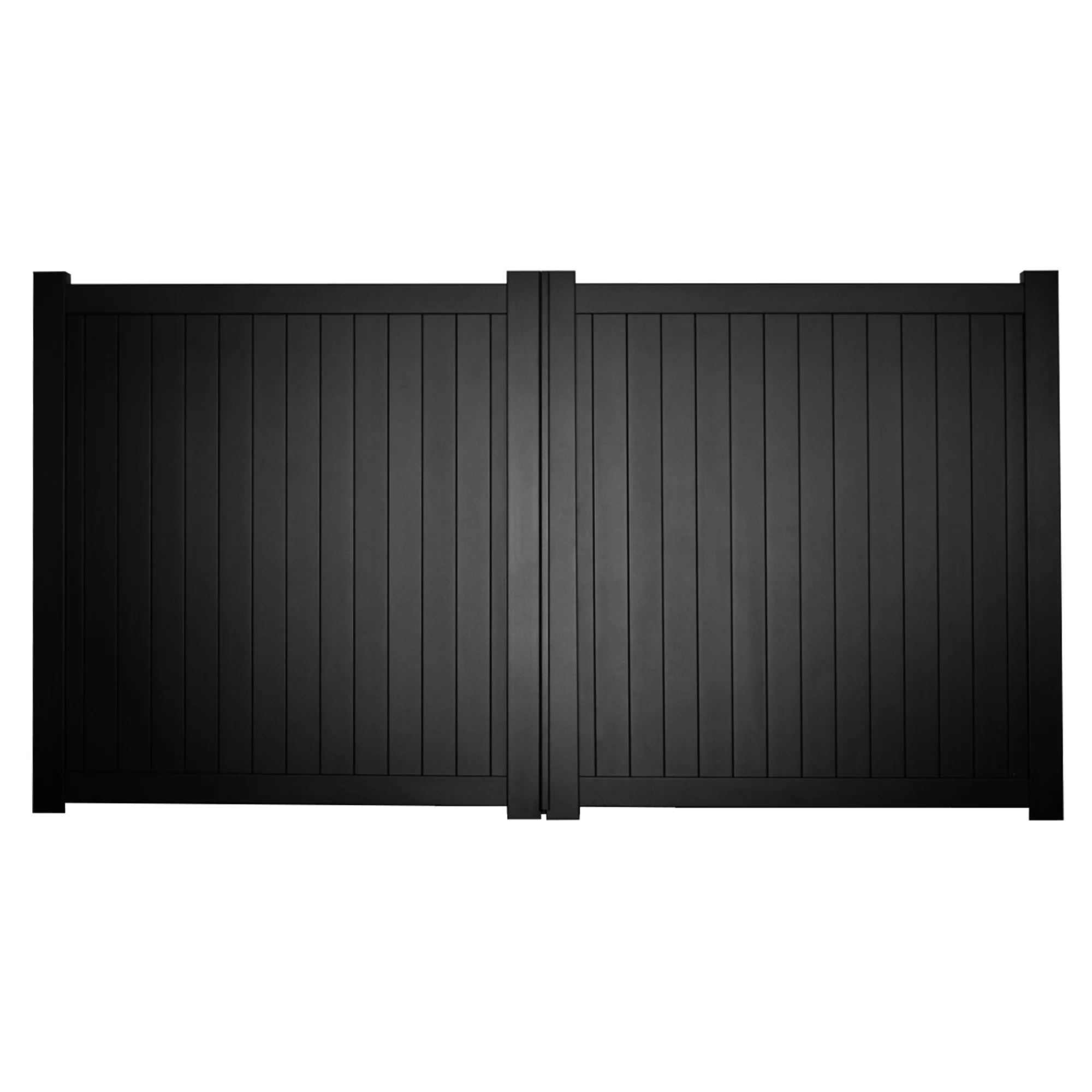 Canterbury Double Swing Flat Top Driveway Gate with Vertical Solid Infill 4000 x 1600mm Black