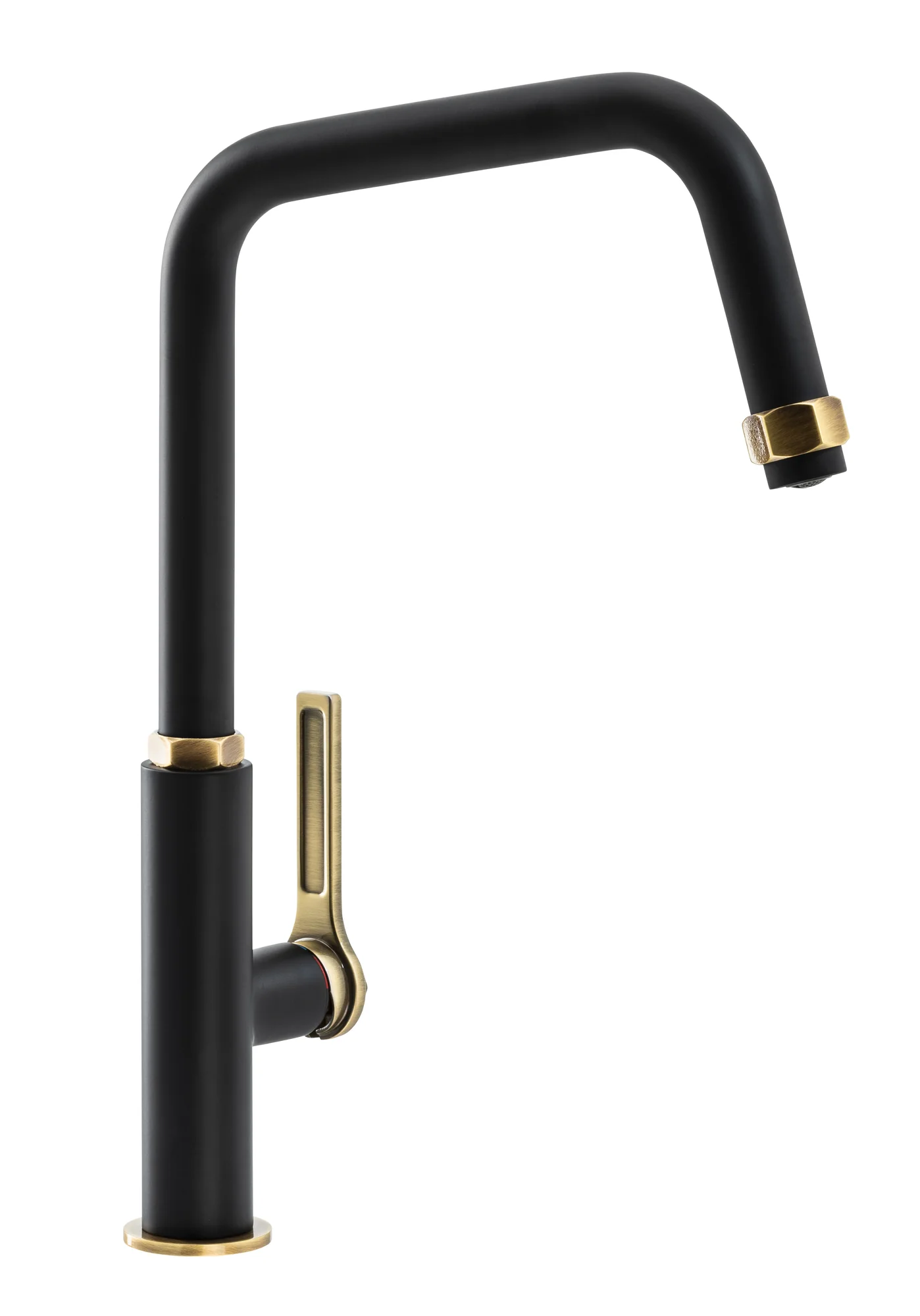 Abode AT2180 Hex Single Lever Kitchen Mixer Tap Matt Black Antique Brass