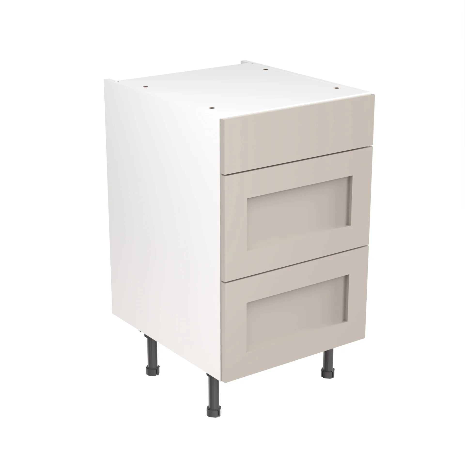 Flatpack Three Drawer Base Unit Shaker Ultra Matt Light Grey 500mm - FKKH0741