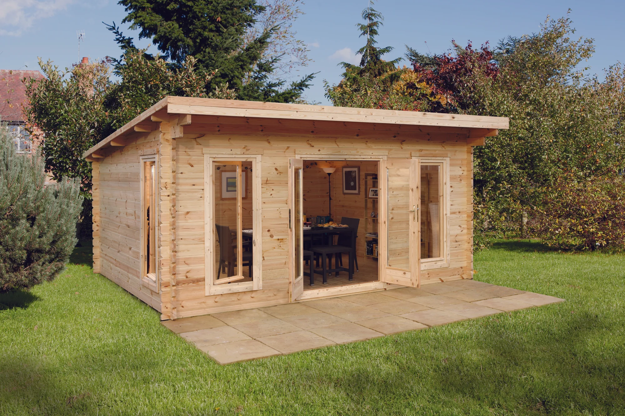 Forest Garden 5 x 4m Mendip Log Cabin Underlay and Felt 34 Installed