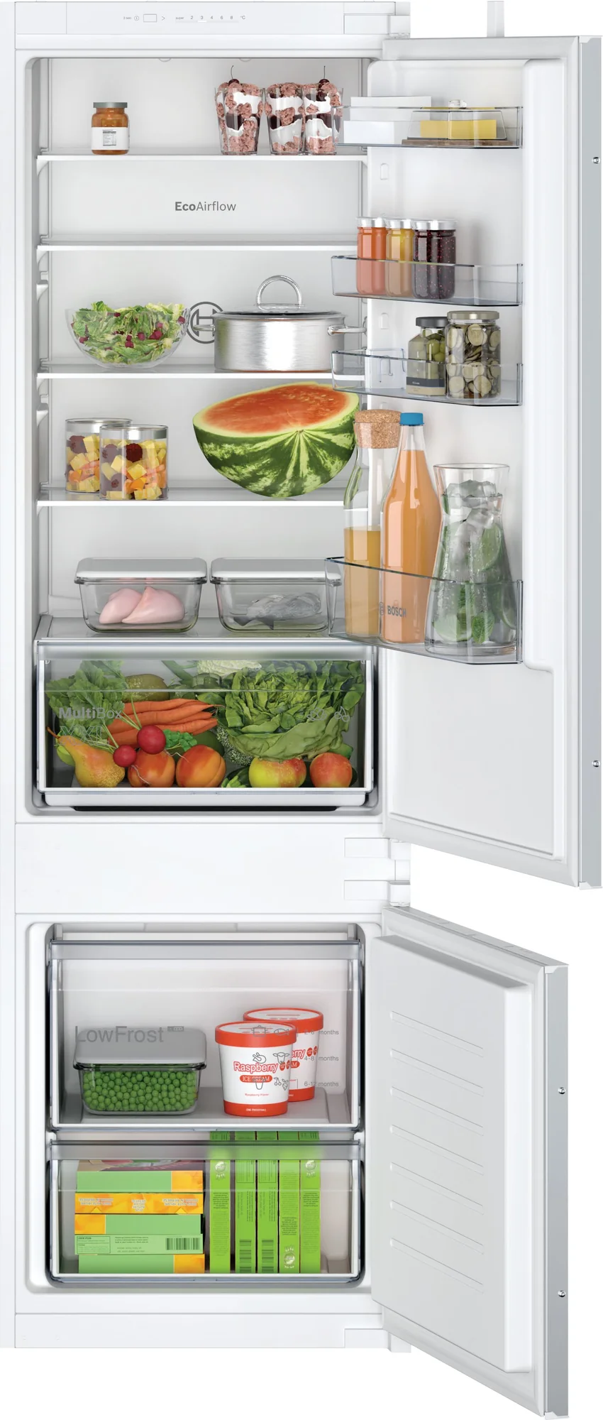 Bosch 70/30 Lowfrost LED Intergrated Fridge Freezer with Digital Temperature Control - KIV87NSE0G