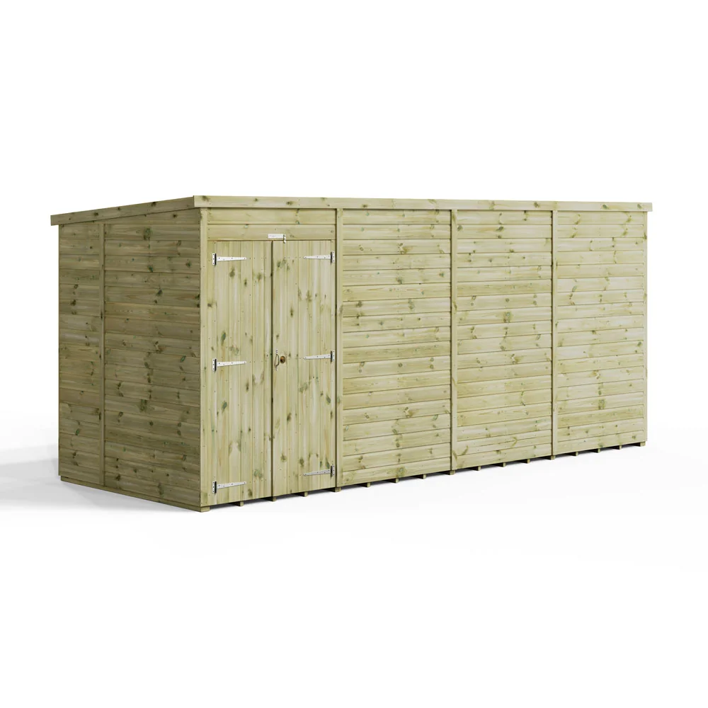 16x6 Premium Powersheds Pent No Windows Double Doors