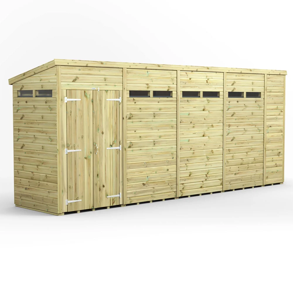 18x4 Premium Powersheds Security Pent Double Doors