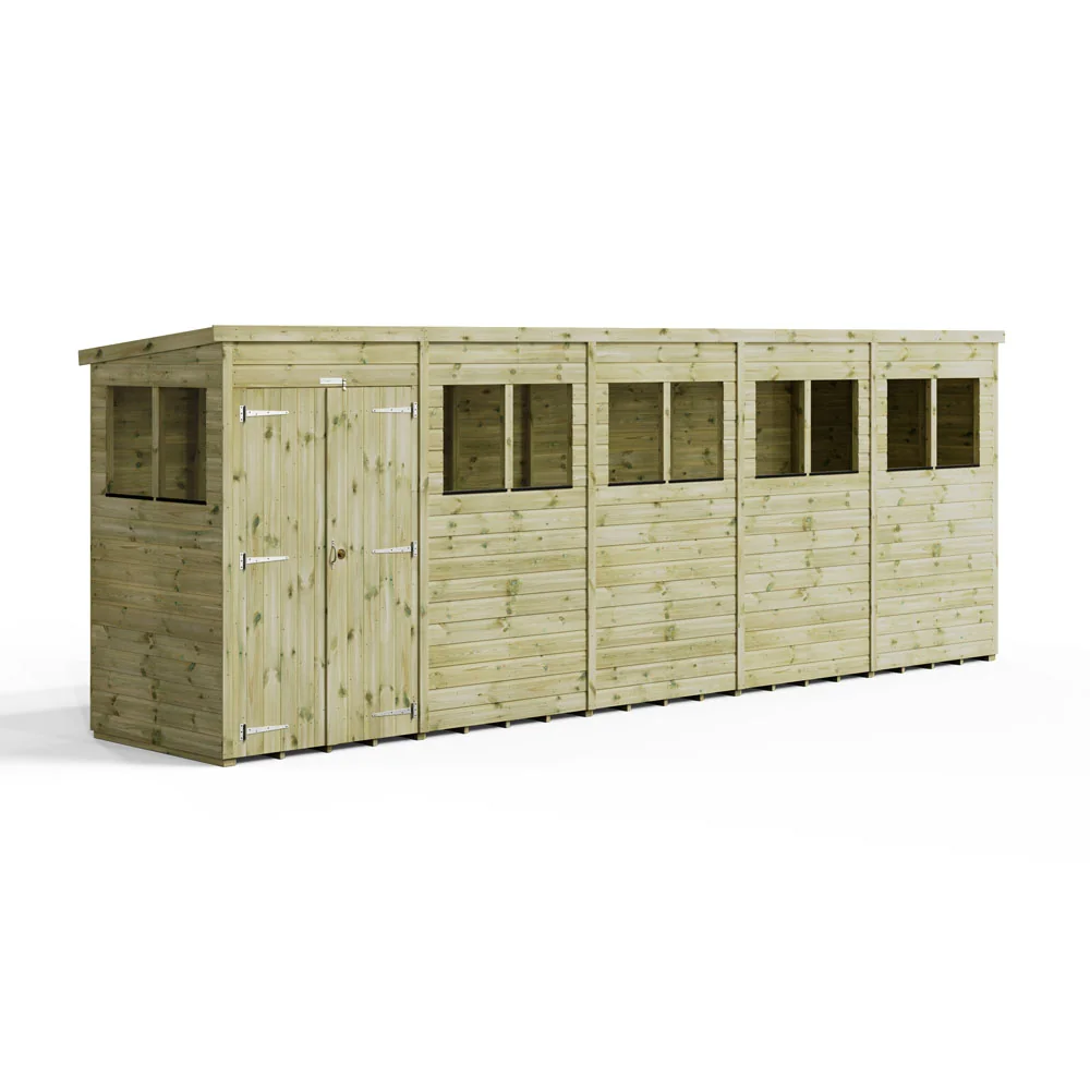 20x4 Premium Powersheds Pent Double Doors
