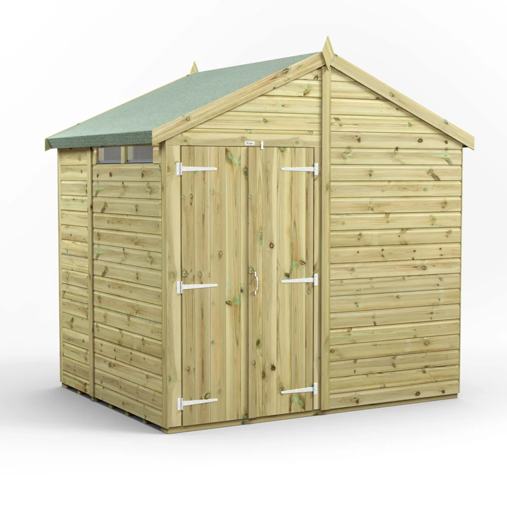 6x8 Premium Powersheds Security Apex Double Doors