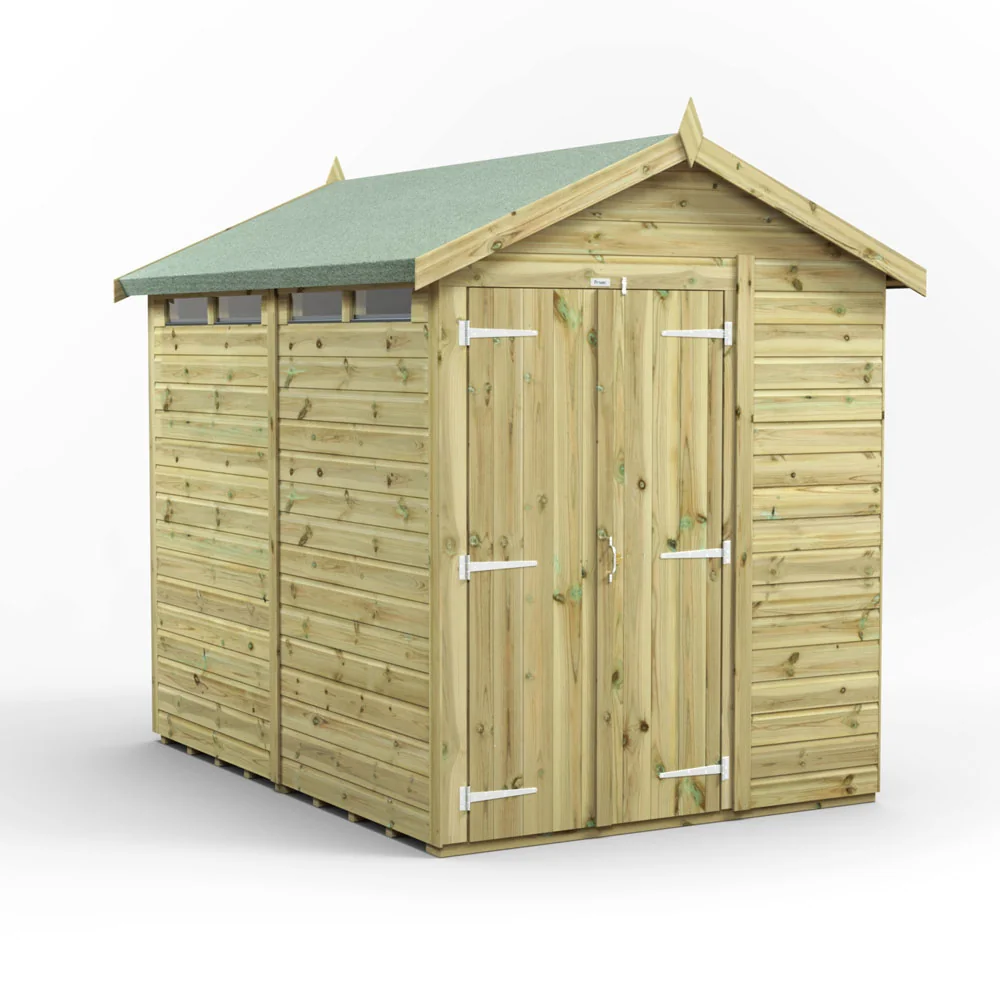 8x6 Premium Powersheds Security Apex Double Doors