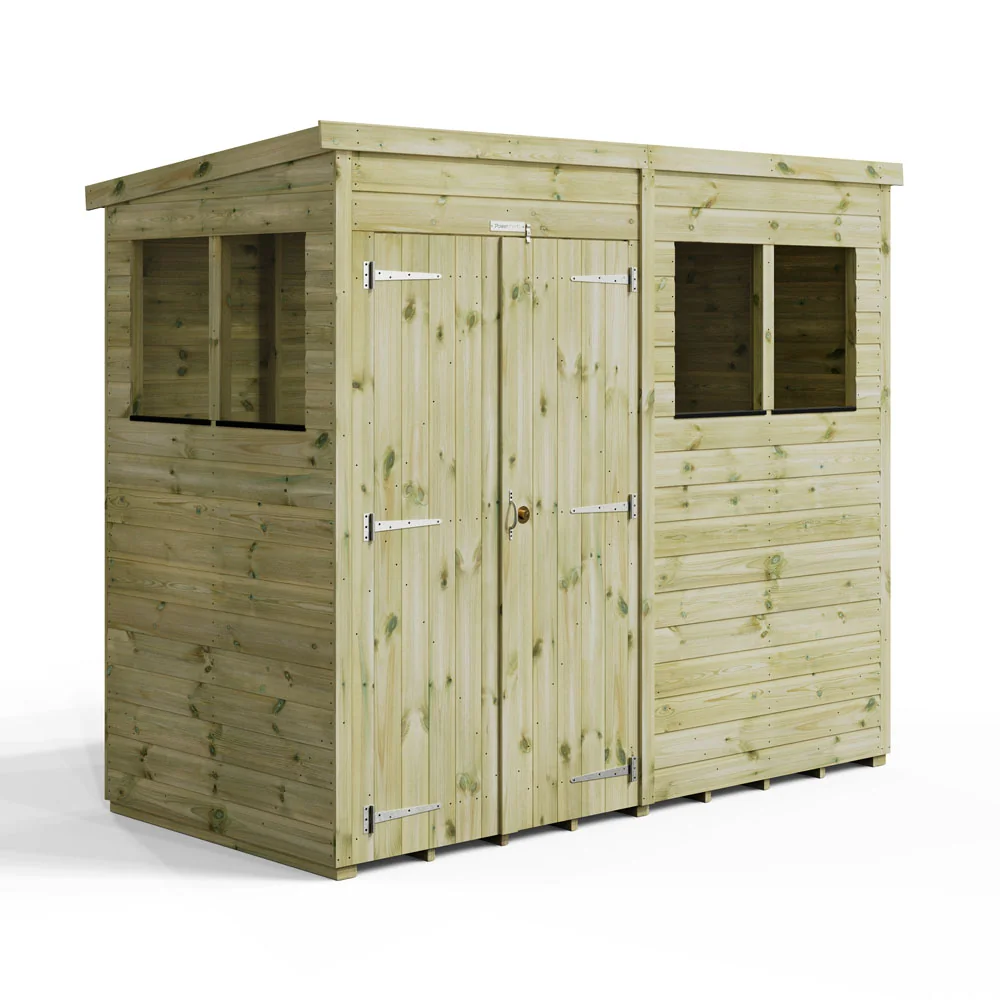 8x4 Premium Powersheds Pent Double Doors