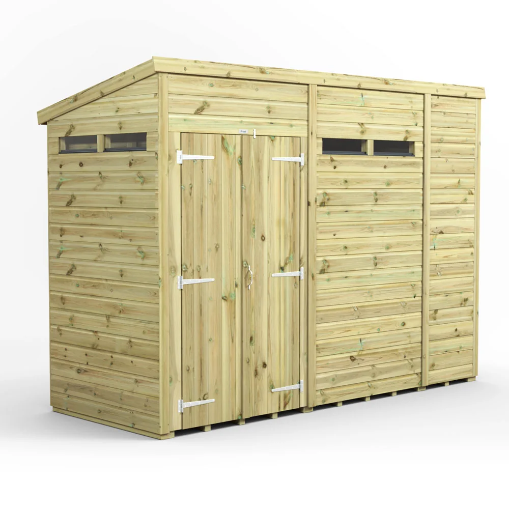 10x4 Premium Powersheds Security Pent Double Doors
