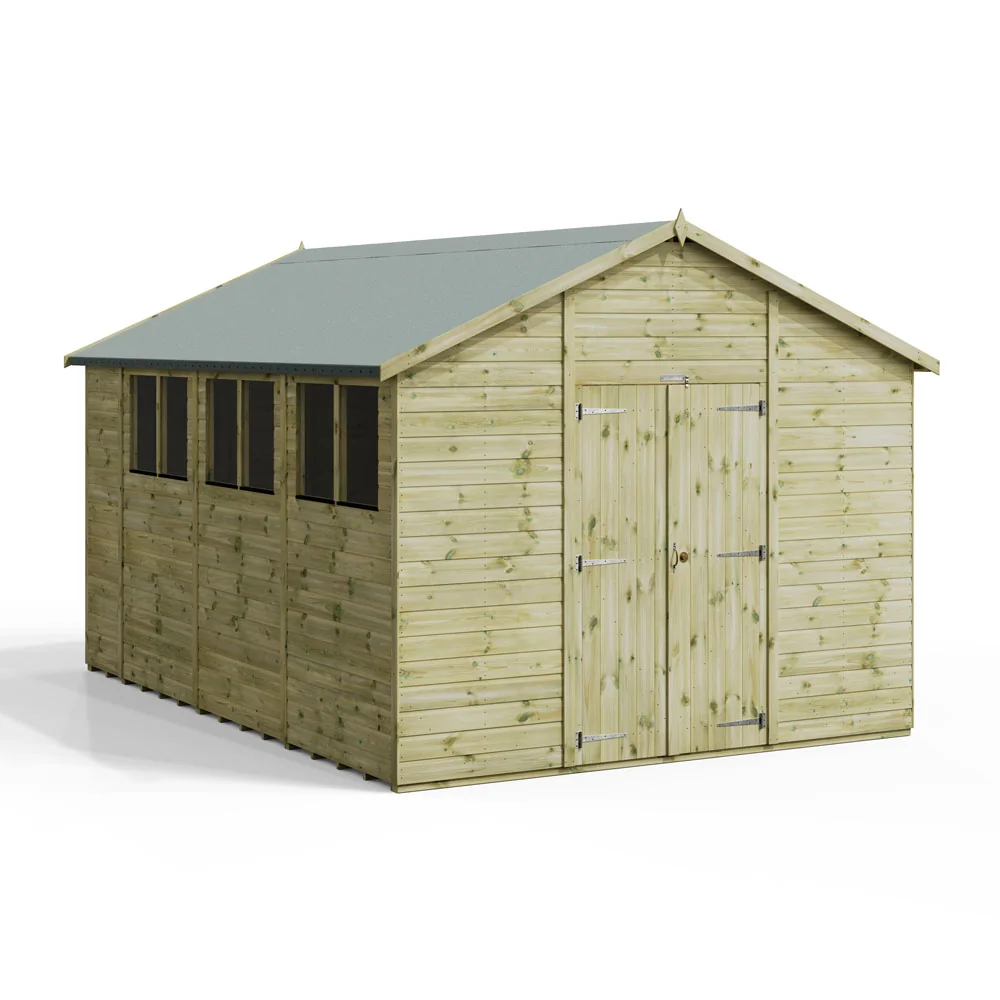 14x10 Premium Powersheds Apex Double Doors