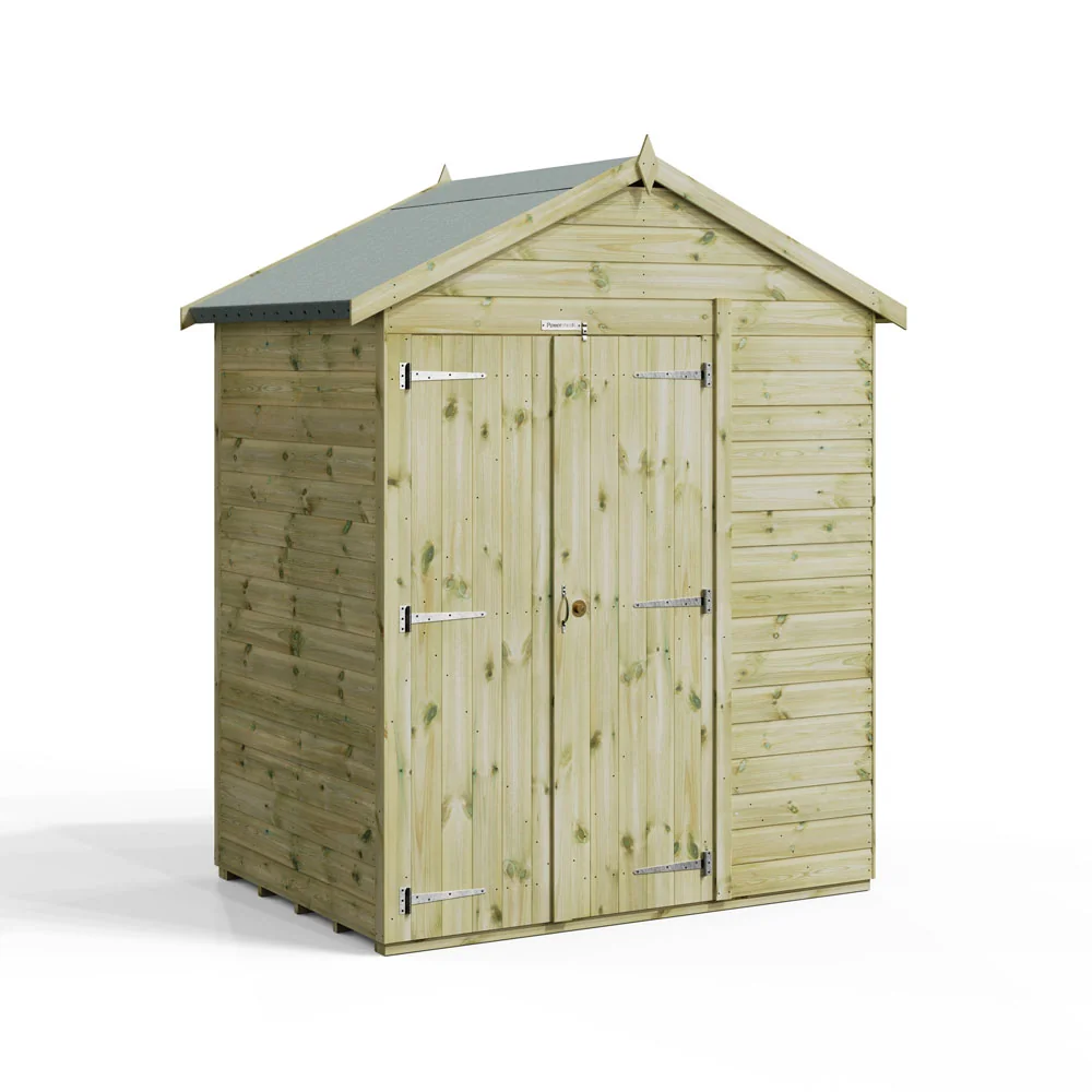 4x6 Premium Powersheds Apex No Windows Double Doors