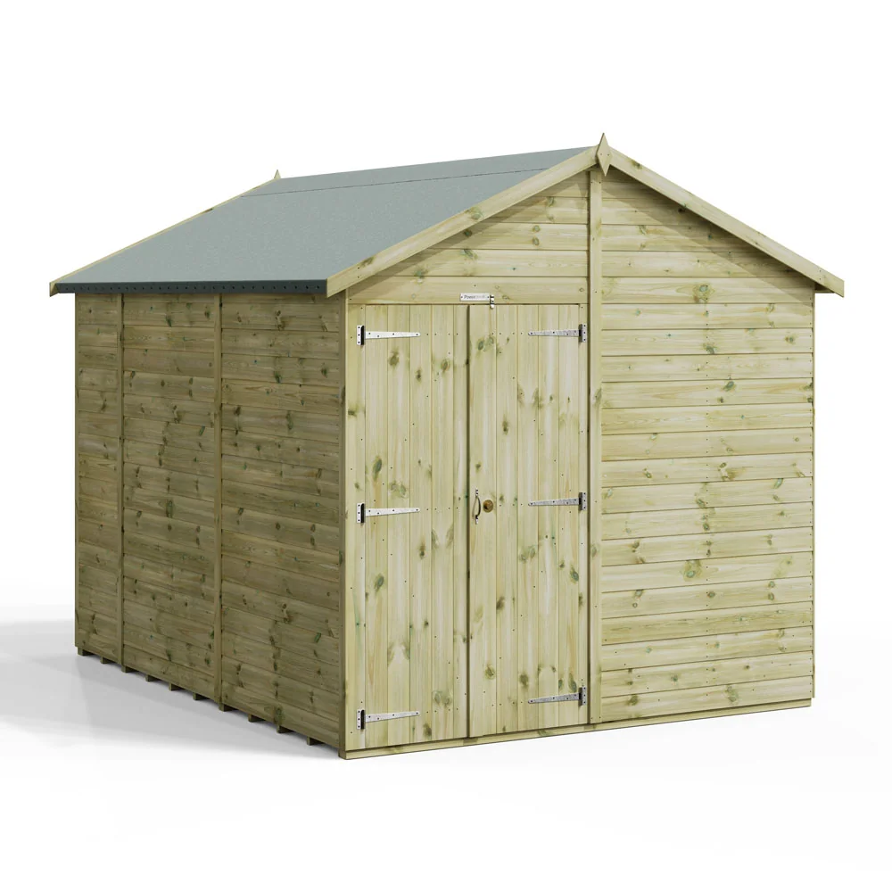 10x8 Premium Powersheds Apex No Windows Double Doors