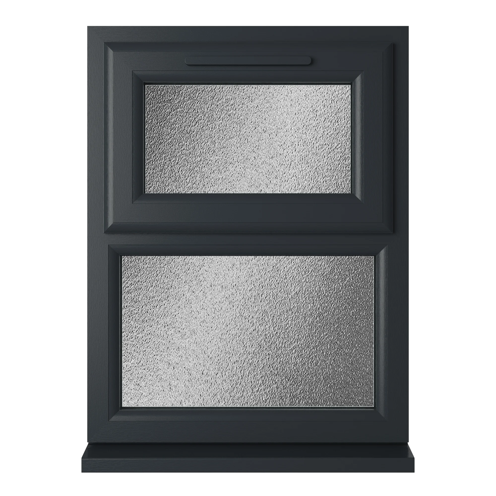 Crystal Triple Glazed uPVC Grey/White Window Top Hung 610mm x 820mm Obscure