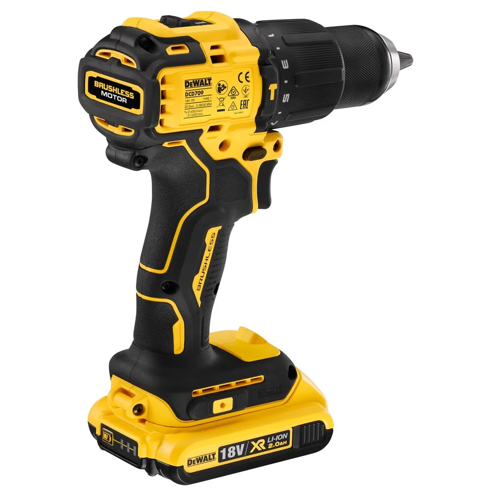 DeWalt DCD709D2T-GB 18V XR Brushless Compact Combi Drill 2 x 2.0Ah