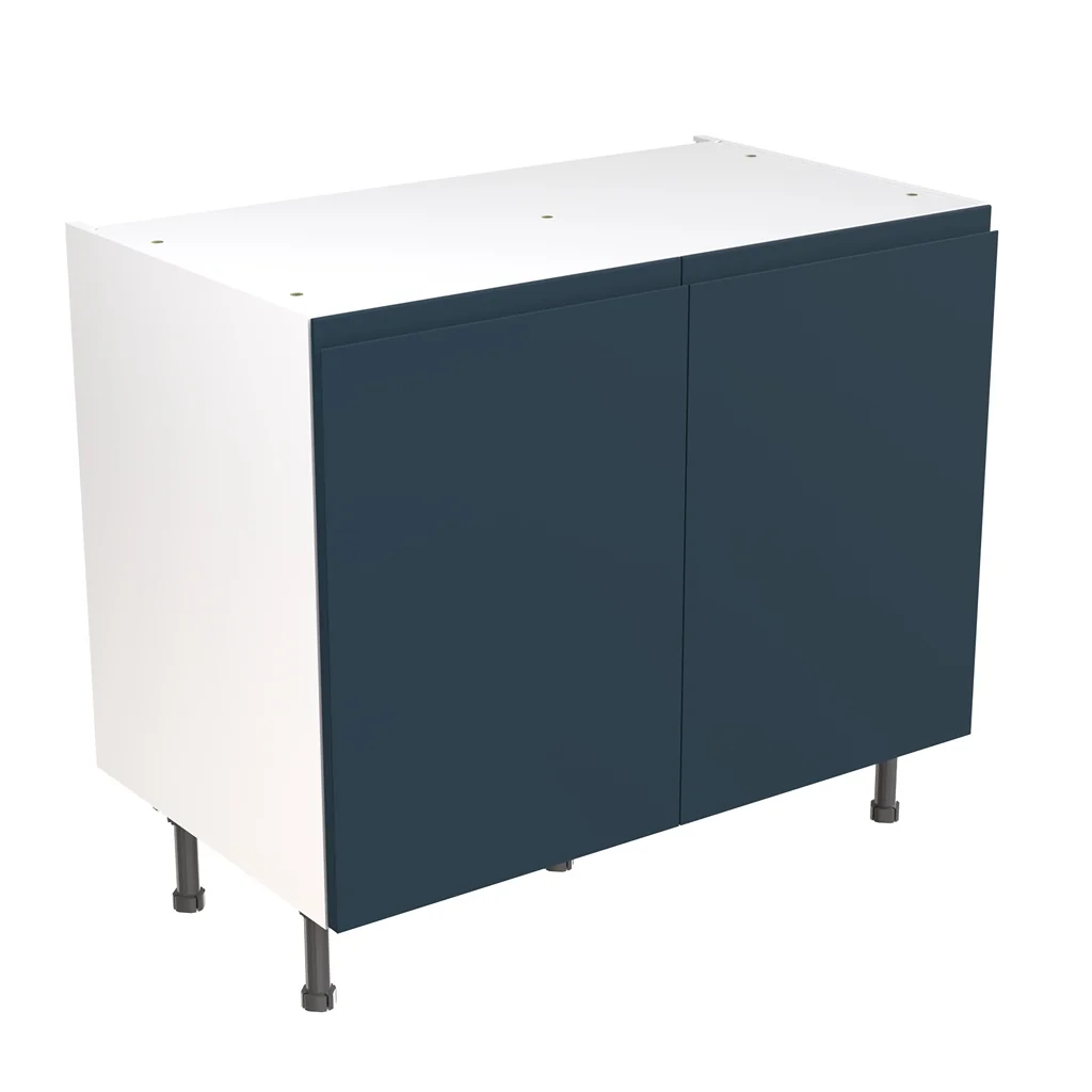 Flatpack 1000 Base Kitchen Cabinet J-Pull Shaker Ultra Matt Indigo Blue