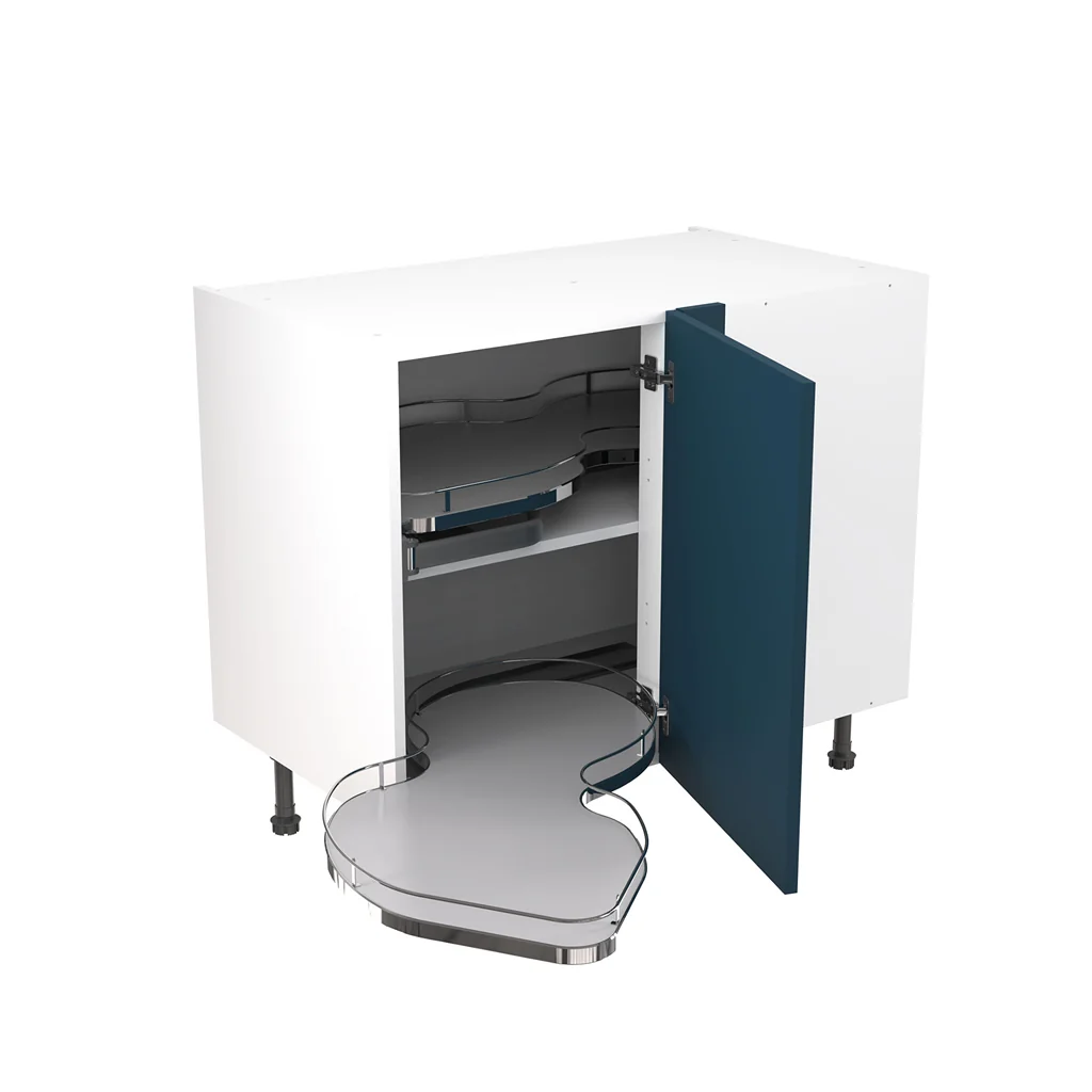 Flatpack 1000 Base Kitchen Cabinet With Dual-Handed Nuvola Blind Corner Slab Supermatt Blue