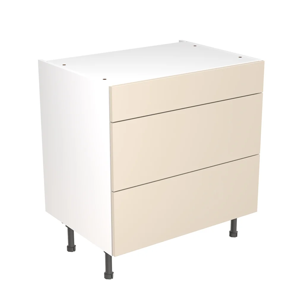 Flatpack 800 3 Drawer Base Kitchen Cabinet Slab Supermatt Cashmere