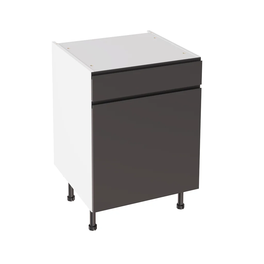 Flatpack 600 Drawerline Base Cabinet J-Pull Ultra Matt Graphite