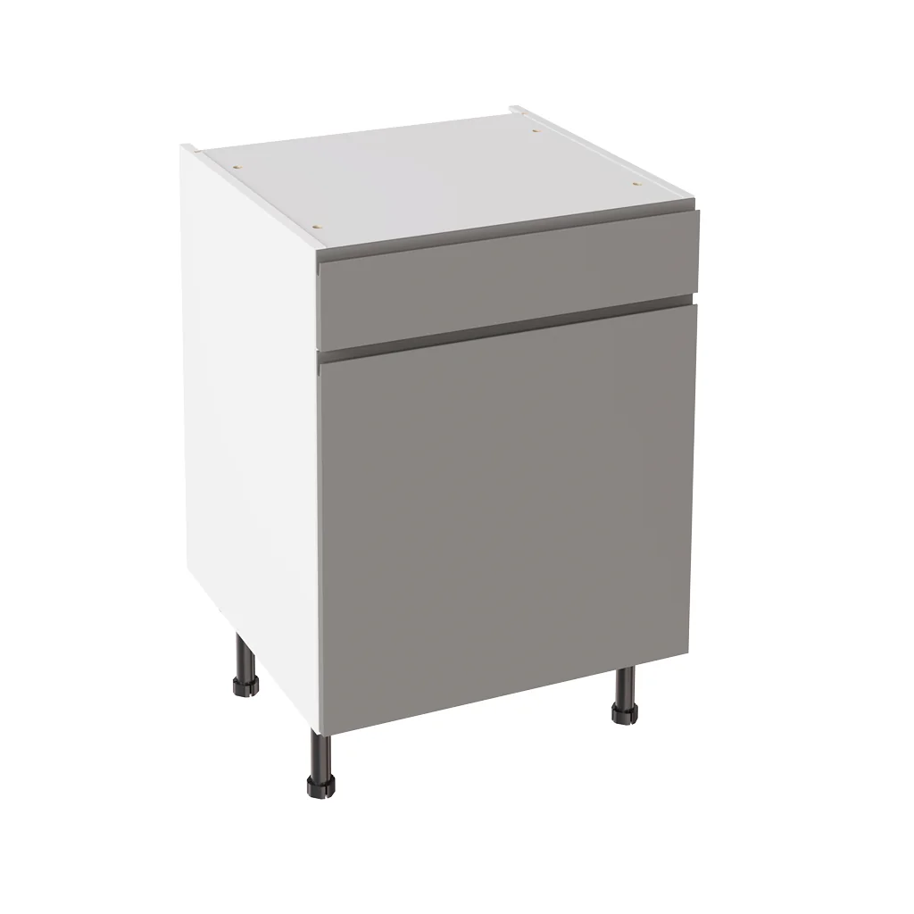 Flatpack 600 Drawerline Base Cabinet J-Pull Super Gloss Dust Grey